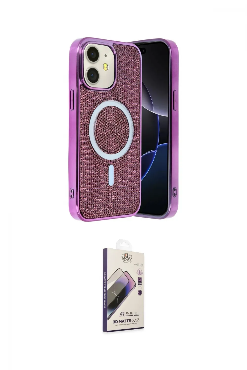 ieg™ iPhone 11 Kılıf Eksen Çizgi - Siyah Bilvis 3D Mat Cam Ekran Koruyucu