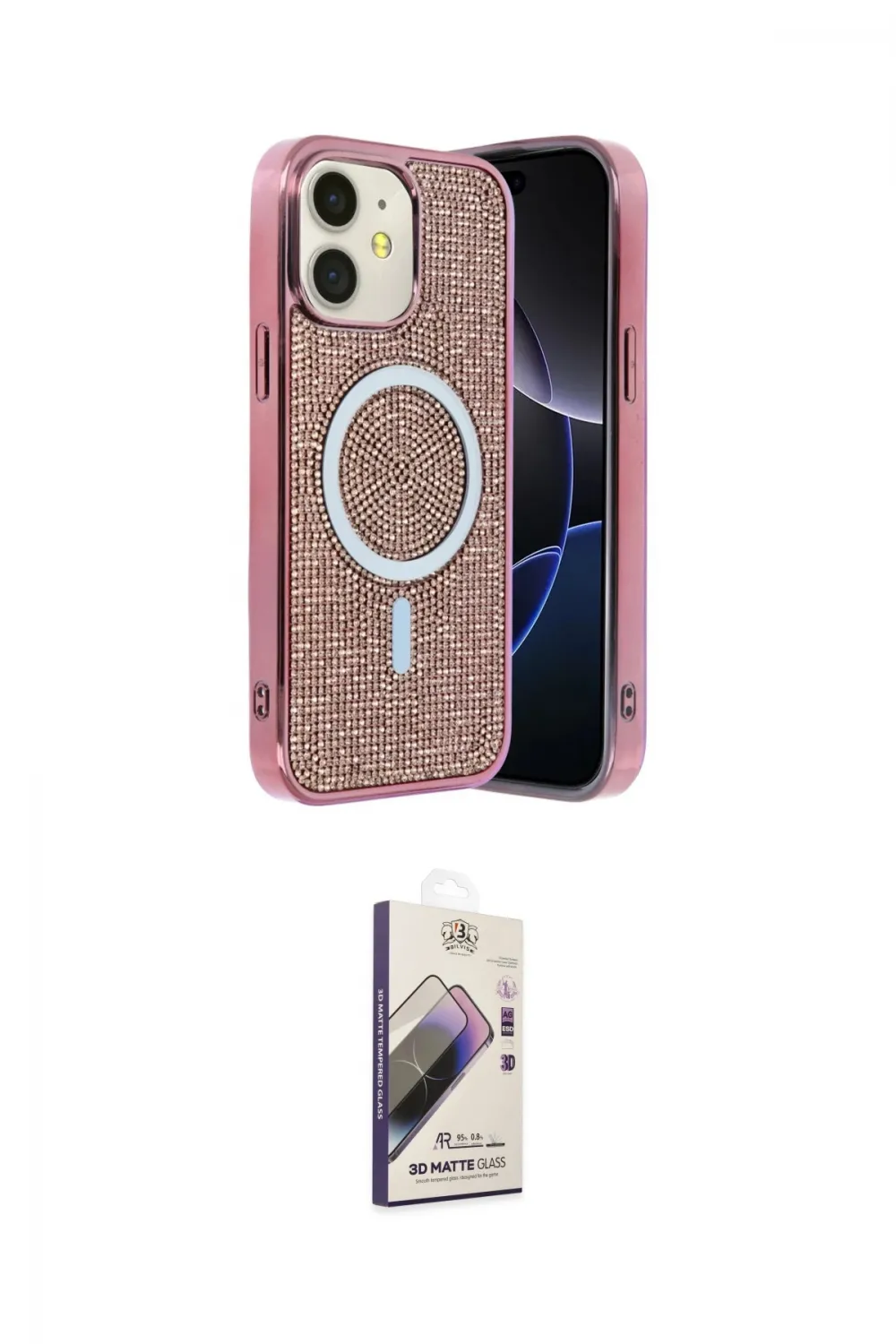ieg™ iPhone 11 Kılıf Eksen Çizgi - Siyah Bilvis 3D Mat Cam Ekran Koruyucu
