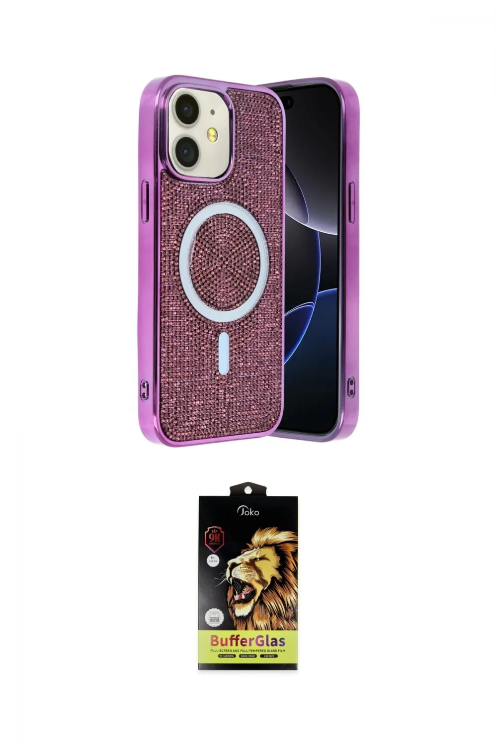 ieg™ iPhone 11 Kılıf Eksen Çizgi - Siyah Buffer Cam Ekran Koruyucu