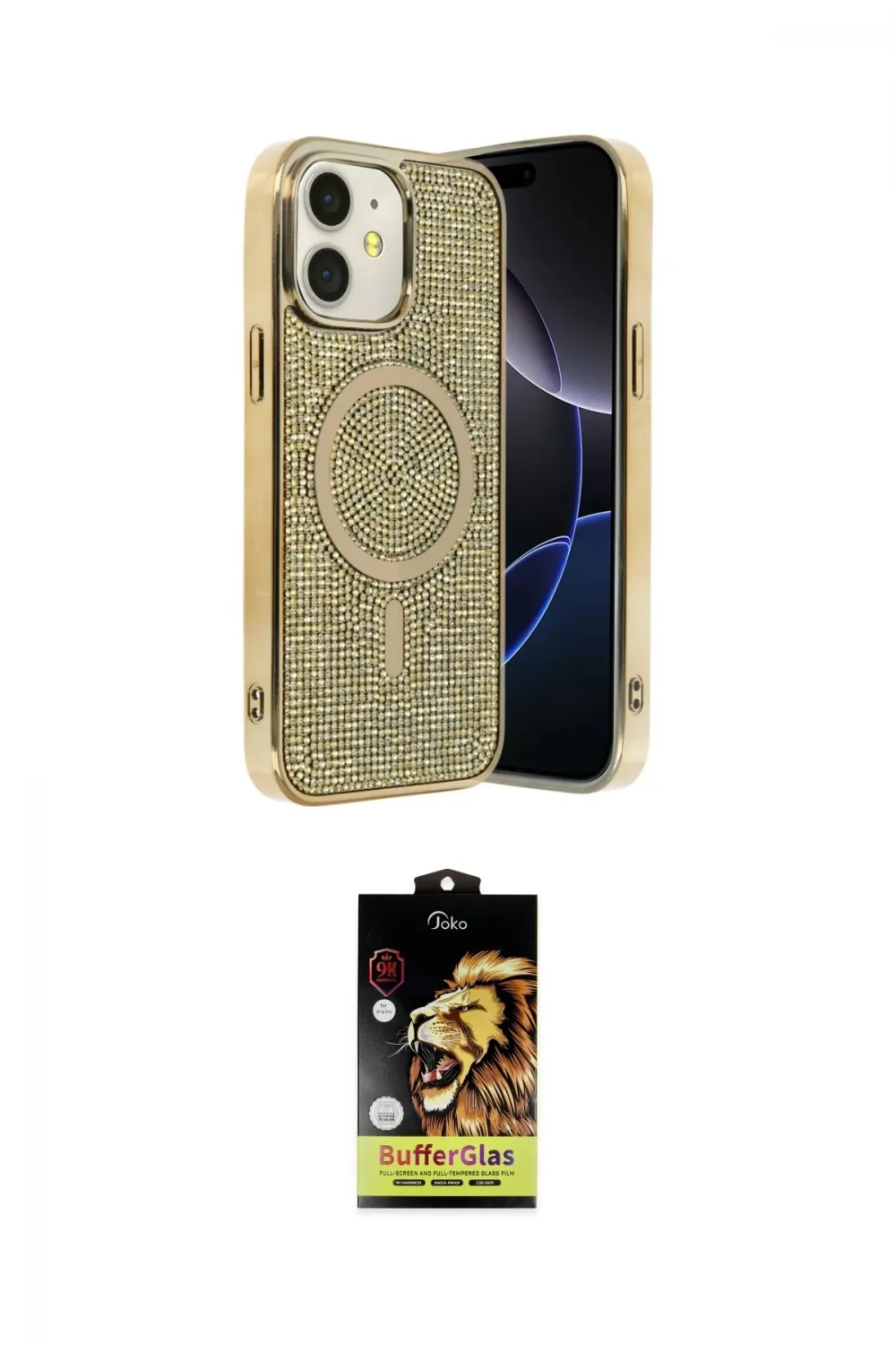 ieg™ iPhone 11 Kılıf Eksen Çizgi - Siyah Buffer Cam Ekran Koruyucu
