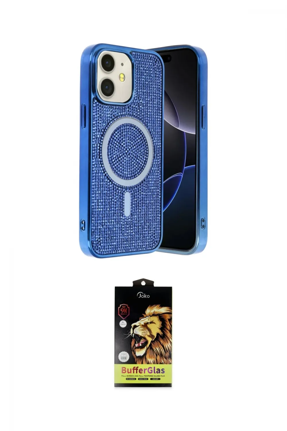 ieg™ iPhone 11 Kılıf Eksen Çizgi - Siyah Buffer Cam Ekran Koruyucu