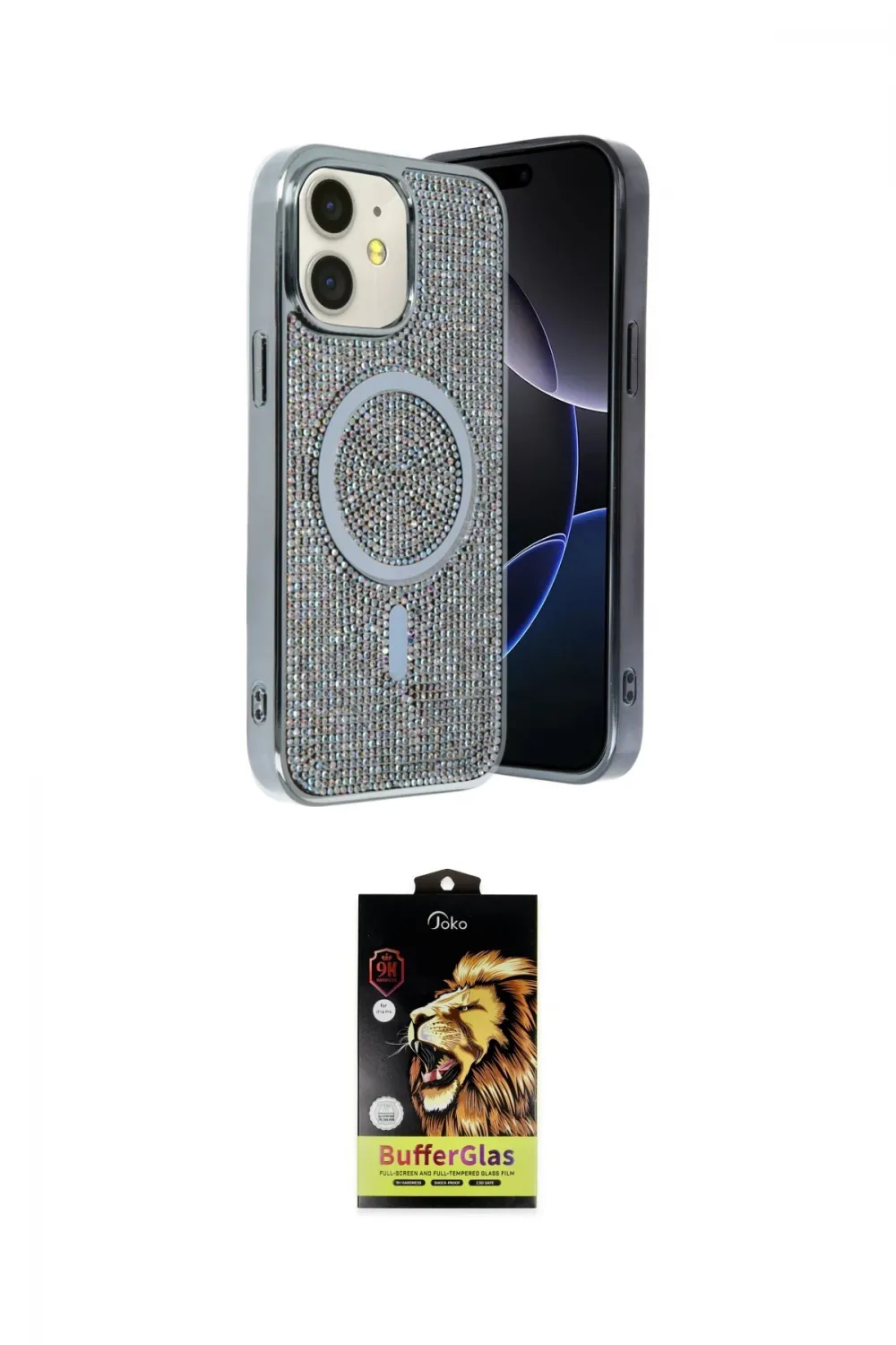 ieg™ iPhone 11 Kılıf Eksen Çizgi - Siyah Buffer Cam Ekran Koruyucu
