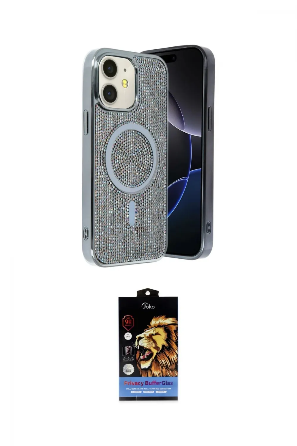 ieg™ iPhone 11 Kılıf Eksen Çizgi - Siyah Buffer Hayalet Cam Ekran Koruyucu
