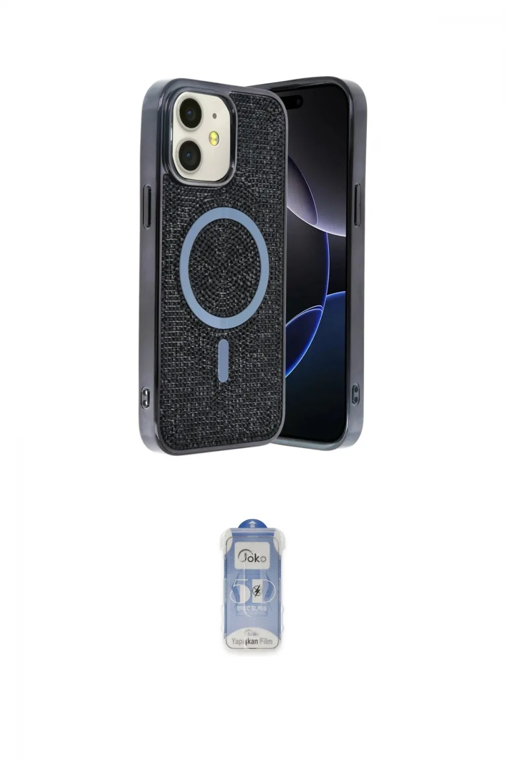 ieg™ iPhone 11 Kılıf Eksen Çizgi - Siyah Joko Magic 5D Cam