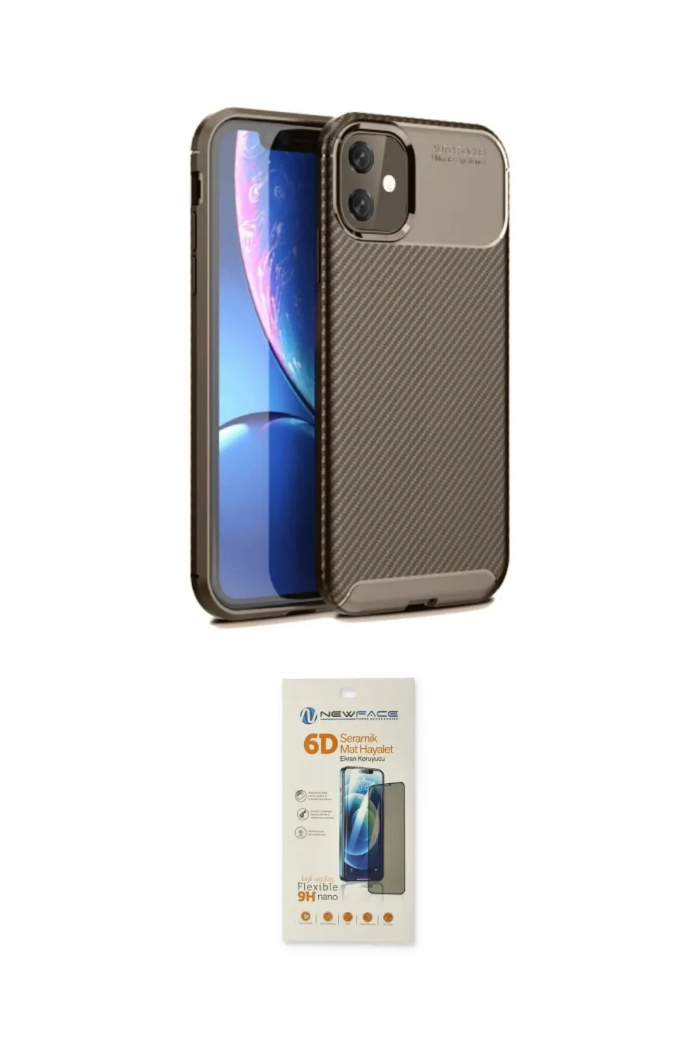 ieg™ iPhone 11 Kılıf Eksen Form Prime - Siyah 6D Mat Seramik Hayalet Nano Ekran Koruyucu
