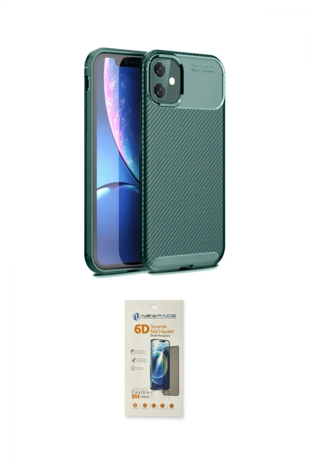ieg™ iPhone 11 Kılıf Eksen Form Prime - Siyah 6D Mat Seramik Hayalet Nano Ekran Koruyucu
