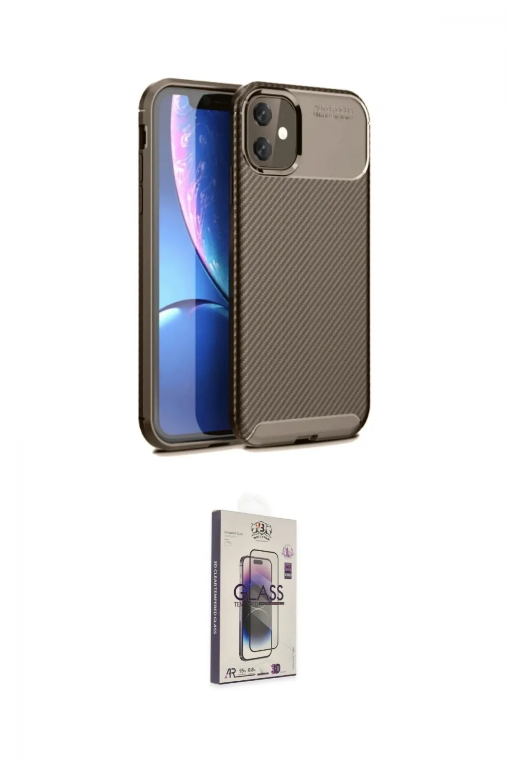ieg™ iPhone 11 Kılıf Eksen Form Prime - Siyah Bilvis 3D Cam Ekran Koruyucu