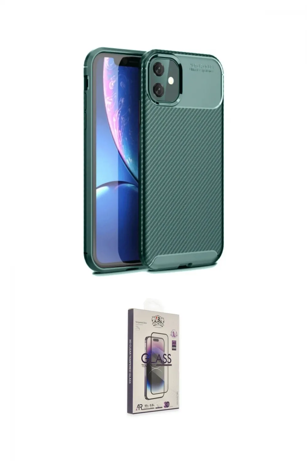 ieg™ iPhone 11 Kılıf Eksen Form Prime - Siyah Bilvis 3D Cam Ekran Koruyucu