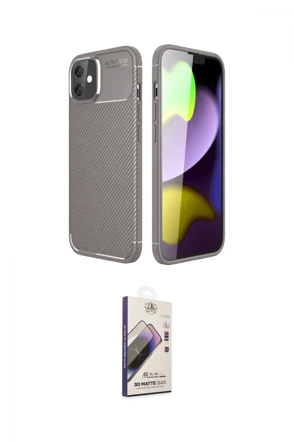 ieg™ iPhone 11 Kılıf Eksen Form Prime - Siyah Bilvis 3D Mat Cam Ekran Koruyucu