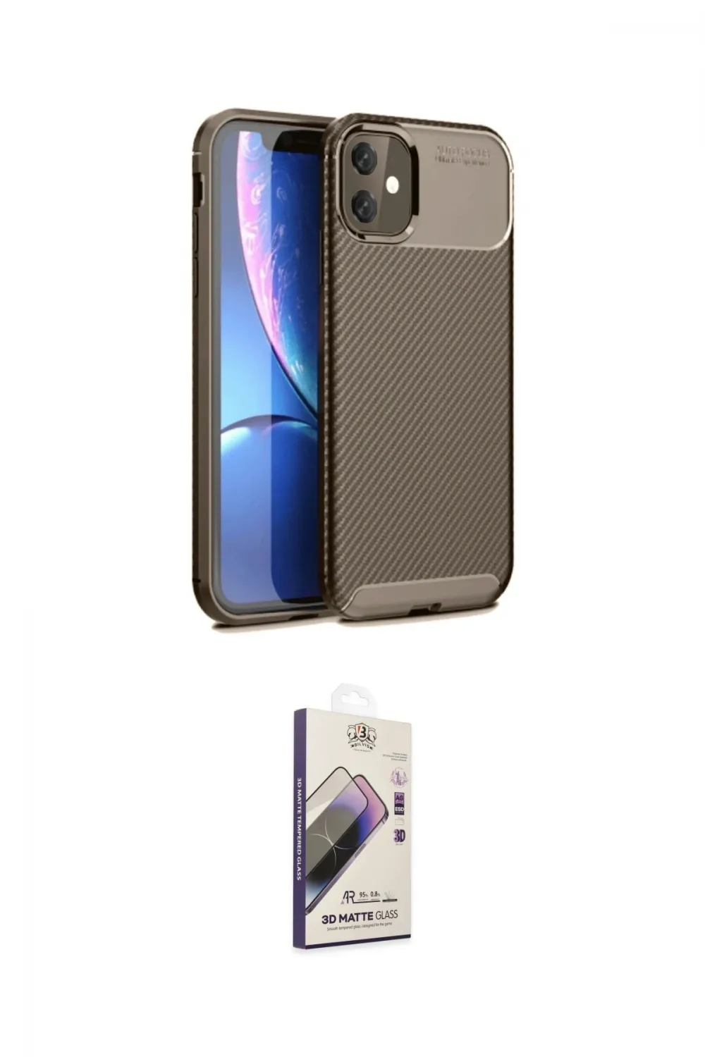 ieg™ iPhone 11 Kılıf Eksen Form Prime - Siyah Bilvis 3D Mat Cam Ekran Koruyucu