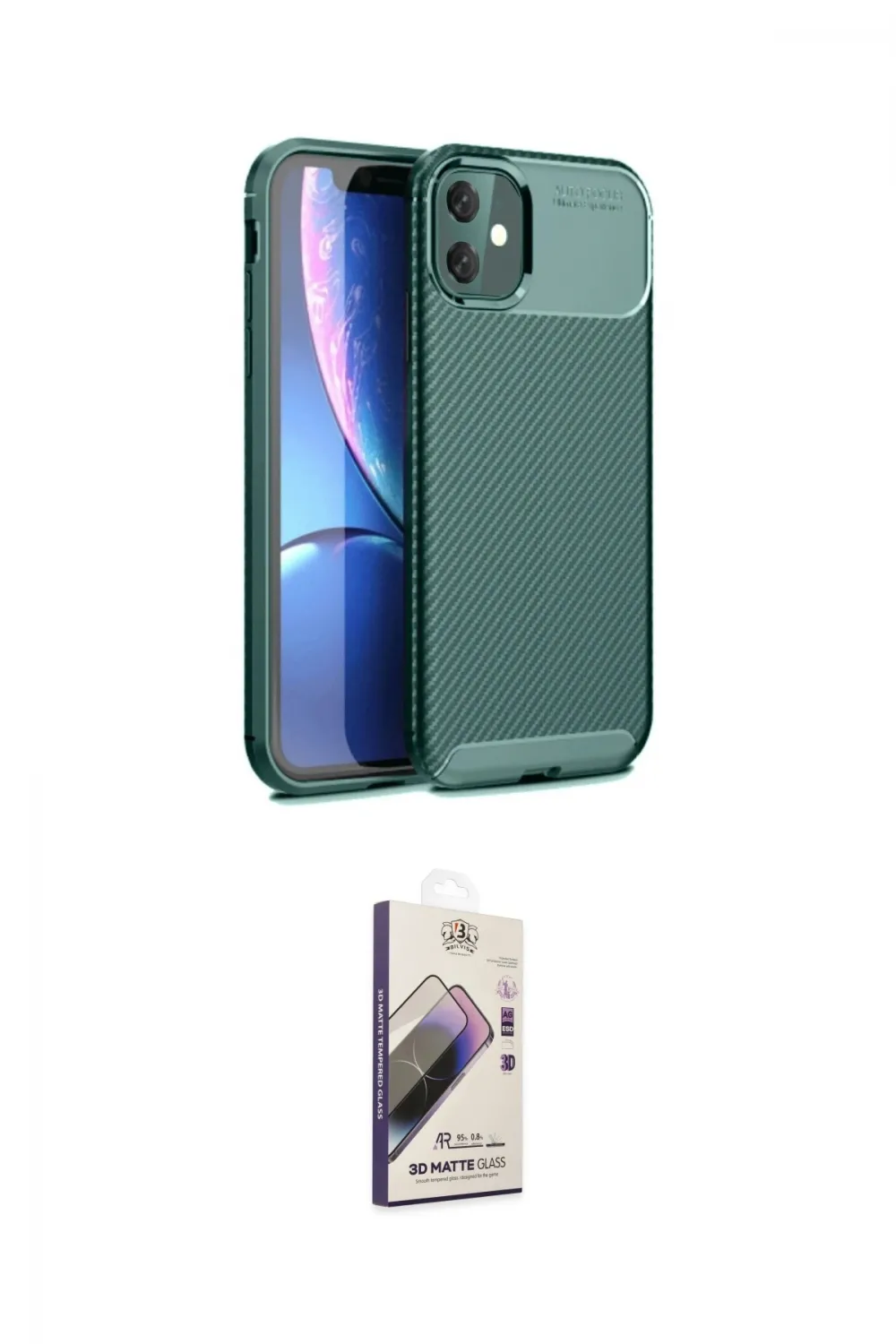 ieg™ iPhone 11 Kılıf Eksen Form Prime - Siyah Bilvis 3D Mat Cam Ekran Koruyucu