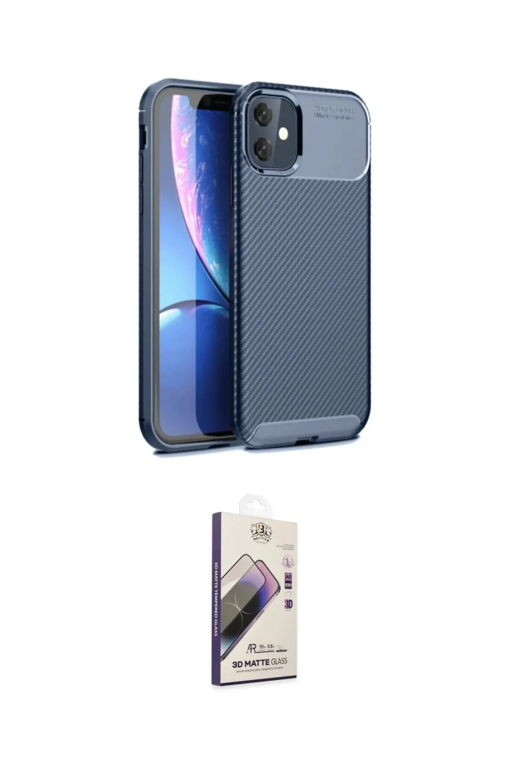 ieg™ iPhone 11 Kılıf Eksen Form Prime - Siyah Bilvis 3D Mat Cam Ekran Koruyucu