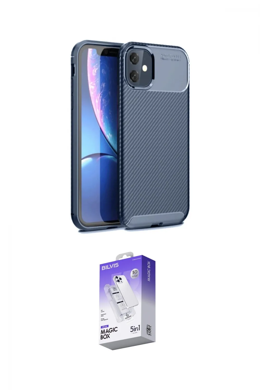 ieg™ iPhone 11 Kılıf Eksen Form Prime - Siyah Bilvis 5in1 3D Magic Cam Ekran Koruyucu