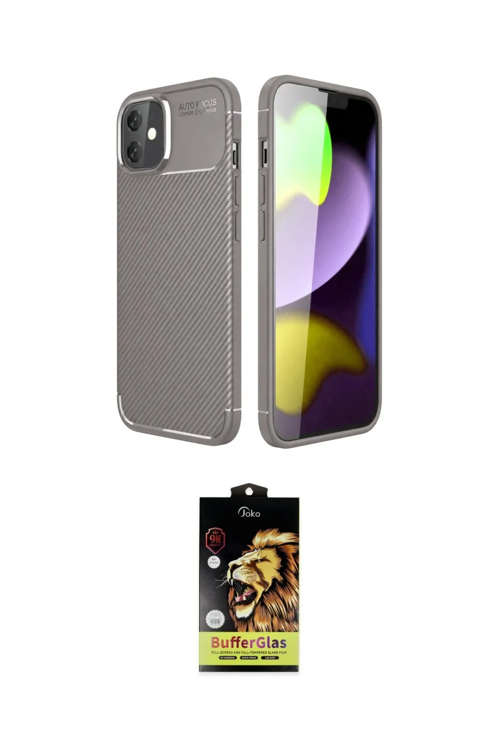 ieg™ iPhone 11 Kılıf Eksen Form Prime - Siyah Buffer Cam Ekran Koruyucu