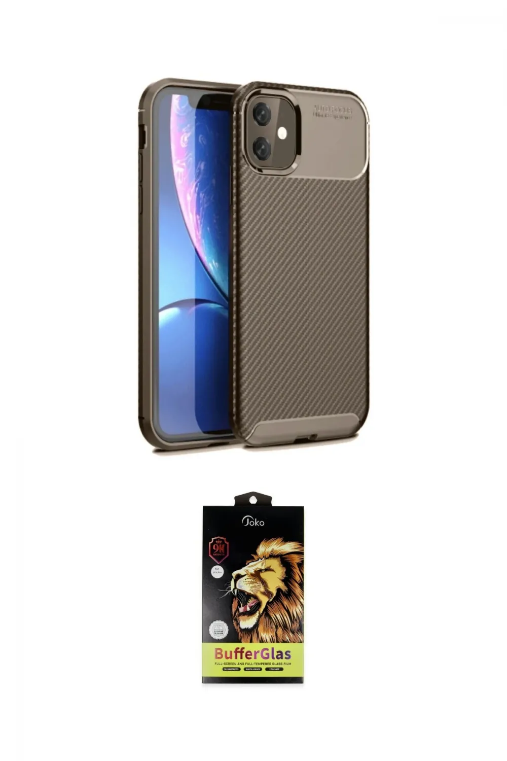 ieg™ iPhone 11 Kılıf Eksen Form Prime - Siyah Buffer Cam Ekran Koruyucu