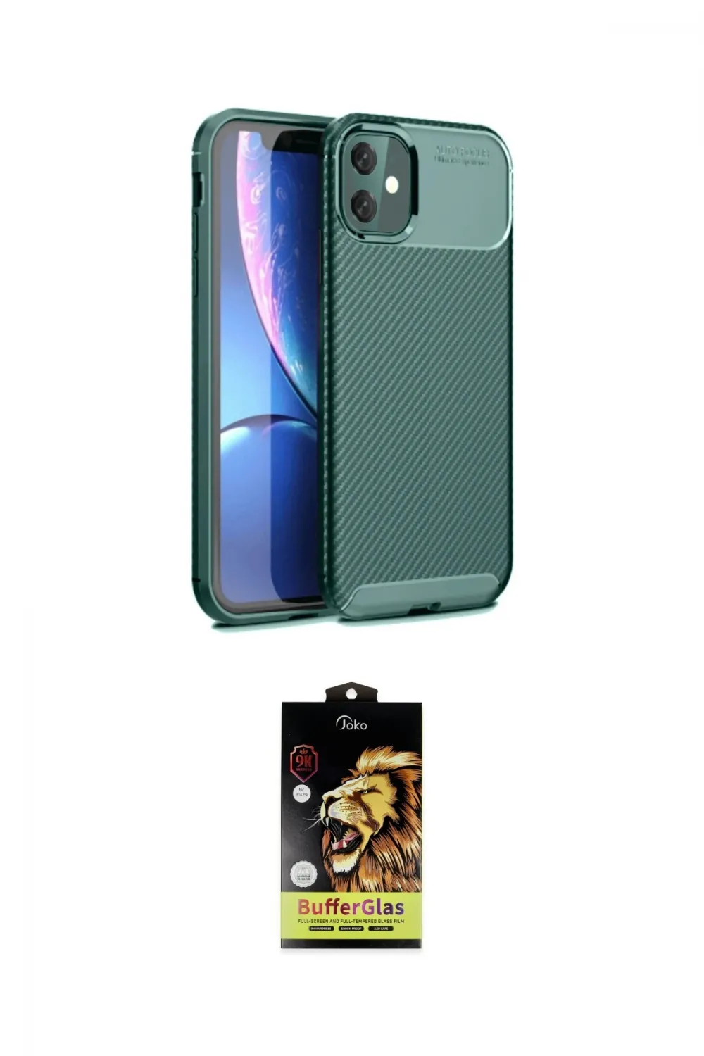 ieg™ iPhone 11 Kılıf Eksen Form Prime - Siyah Buffer Cam Ekran Koruyucu
