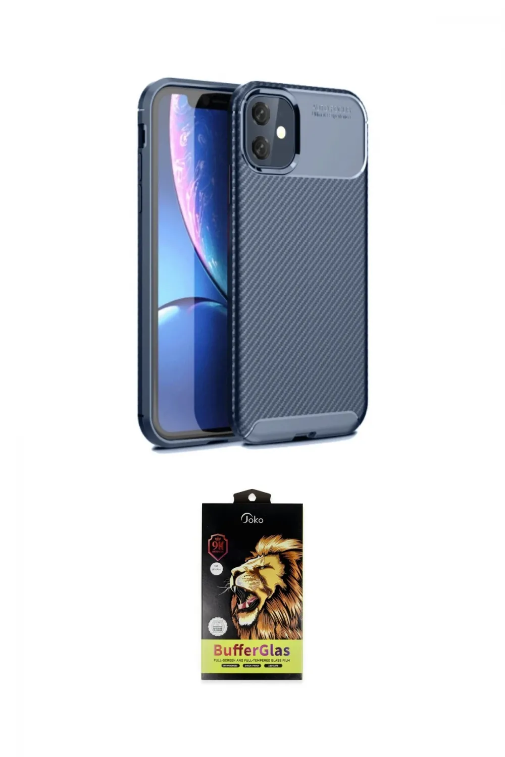 ieg™ iPhone 11 Kılıf Eksen Form Prime - Siyah Buffer Cam Ekran Koruyucu
