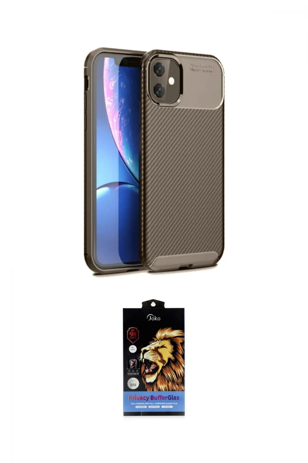 ieg™ iPhone 11 Kılıf Eksen Form Prime - Siyah Buffer Hayalet Cam Ekran Koruyucu
