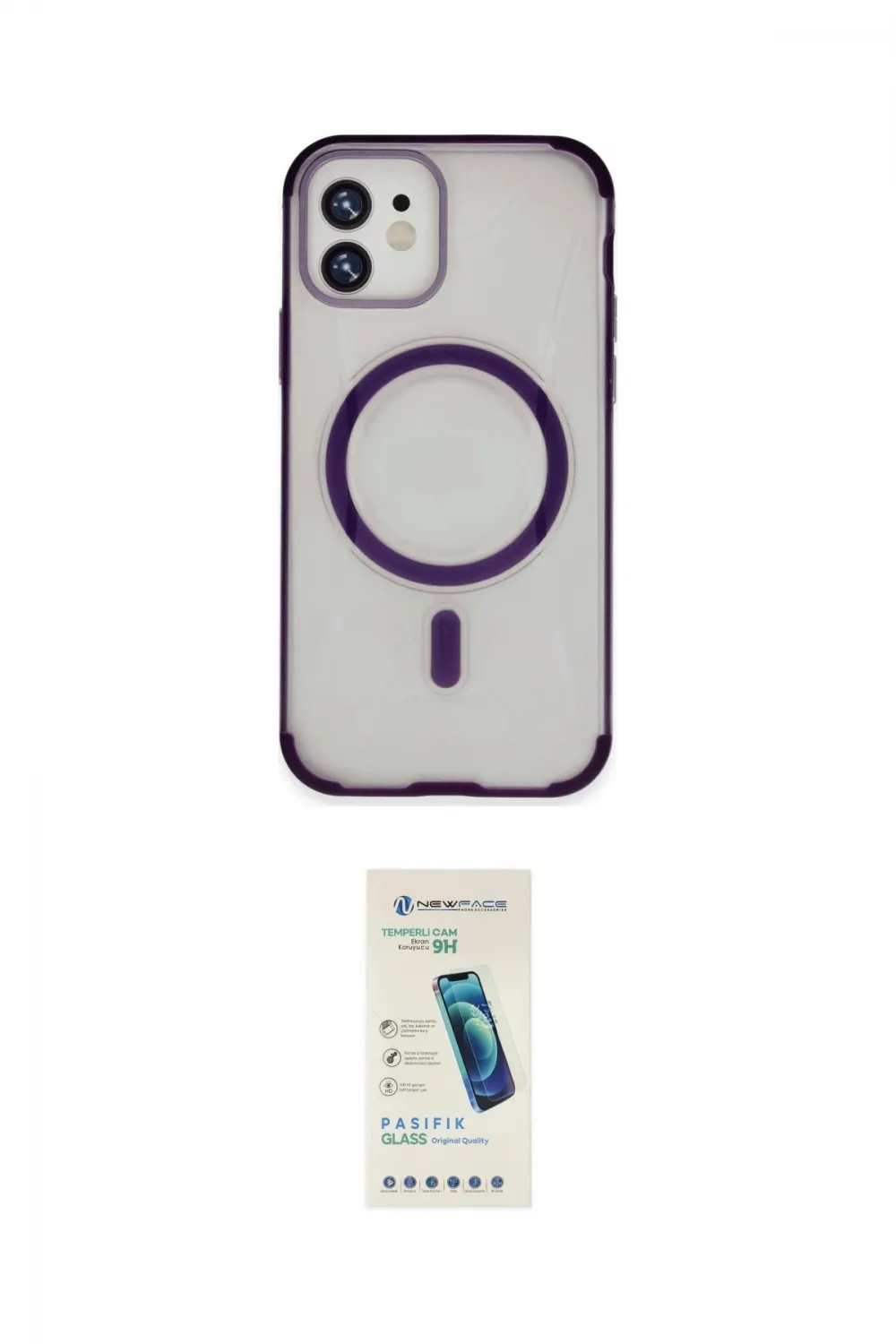 ieg™ iPhone 11 Kılıf Eksen Klasik Koleksiyonu - Şeffaf Pasifik Cam Ekran Koruyucu