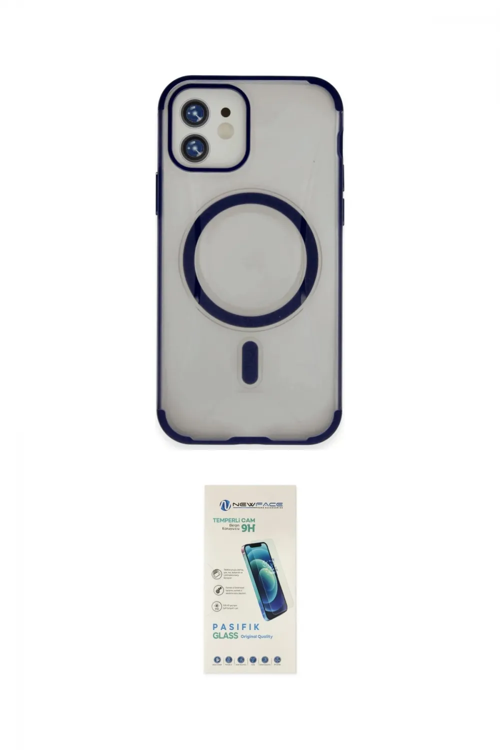 ieg™ iPhone 11 Kılıf Eksen Klasik Koleksiyonu - Şeffaf Pasifik Cam Ekran Koruyucu