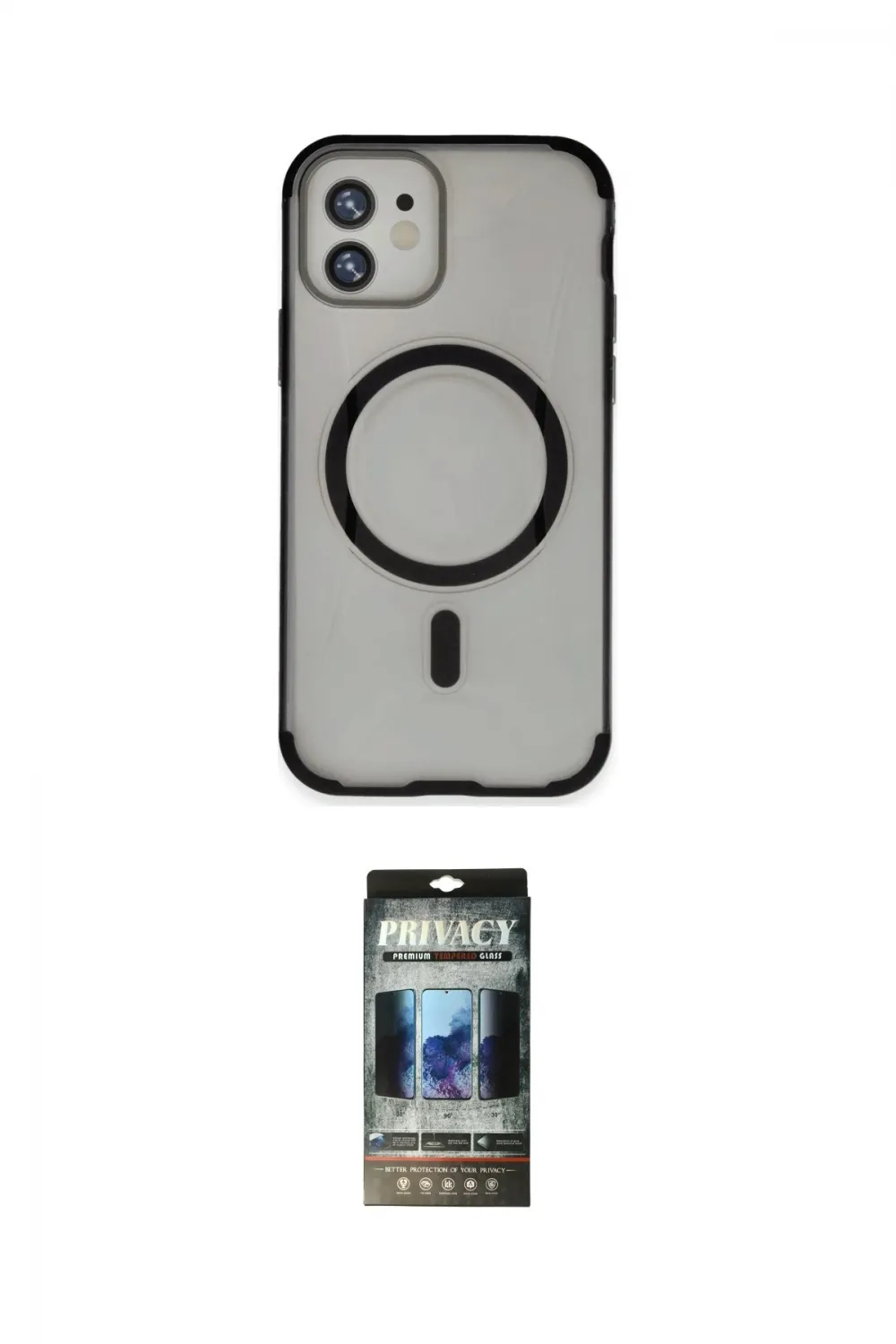 ieg™ iPhone 11 Kılıf Eksen Klasik Koleksiyonu - Siyah 34D Hayalet Izgaralı Cam