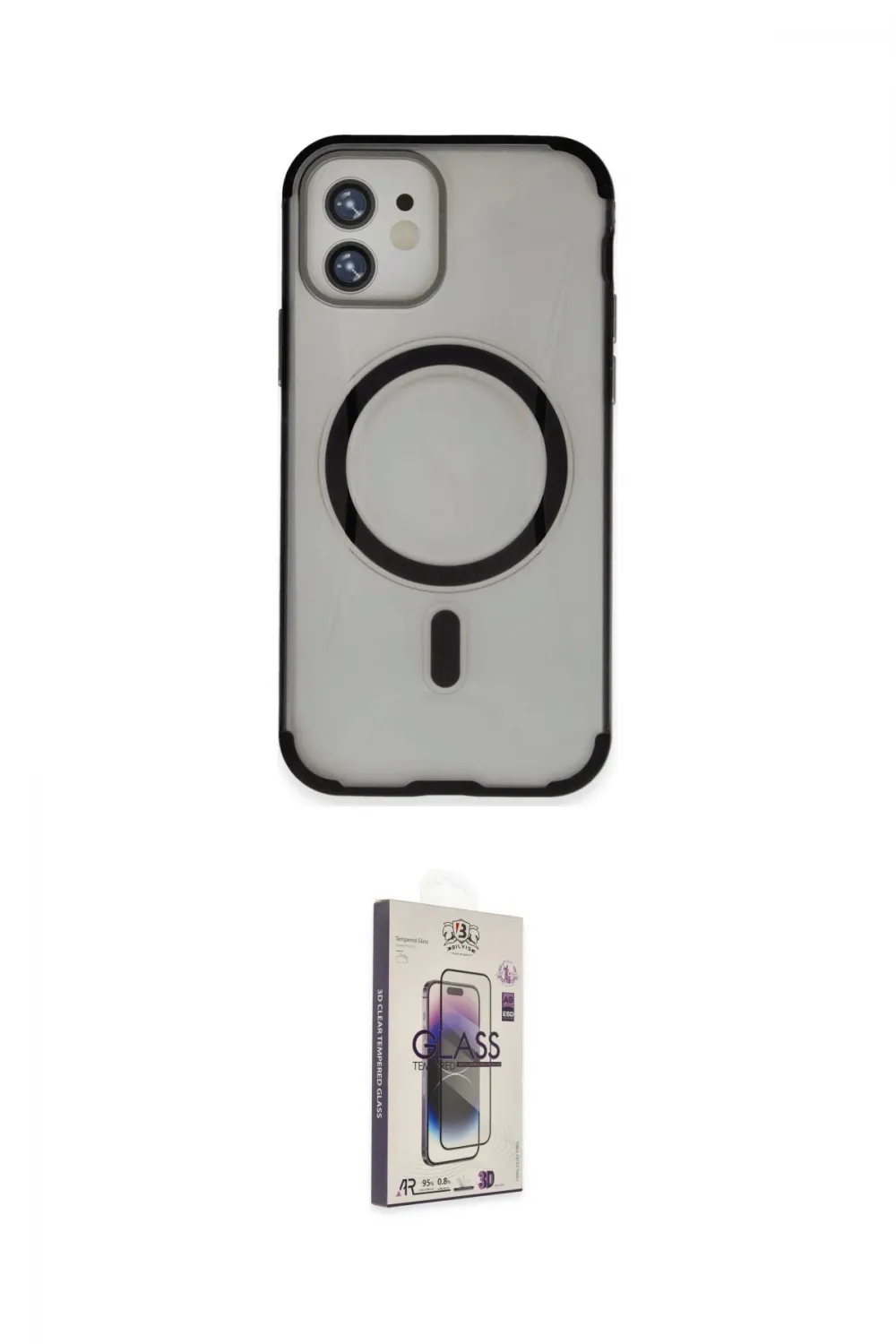 ieg™ iPhone 11 Kılıf Eksen Klasik Koleksiyonu - Siyah Bilvis 3D Cam Ekran Koruyucu