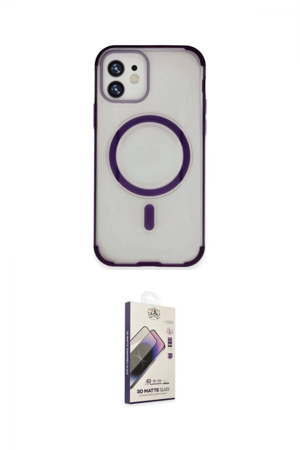 ieg™ iPhone 11 Kılıf Eksen Klasik Koleksiyonu - Siyah Bilvis 3D Mat Cam Ekran Koruyucu