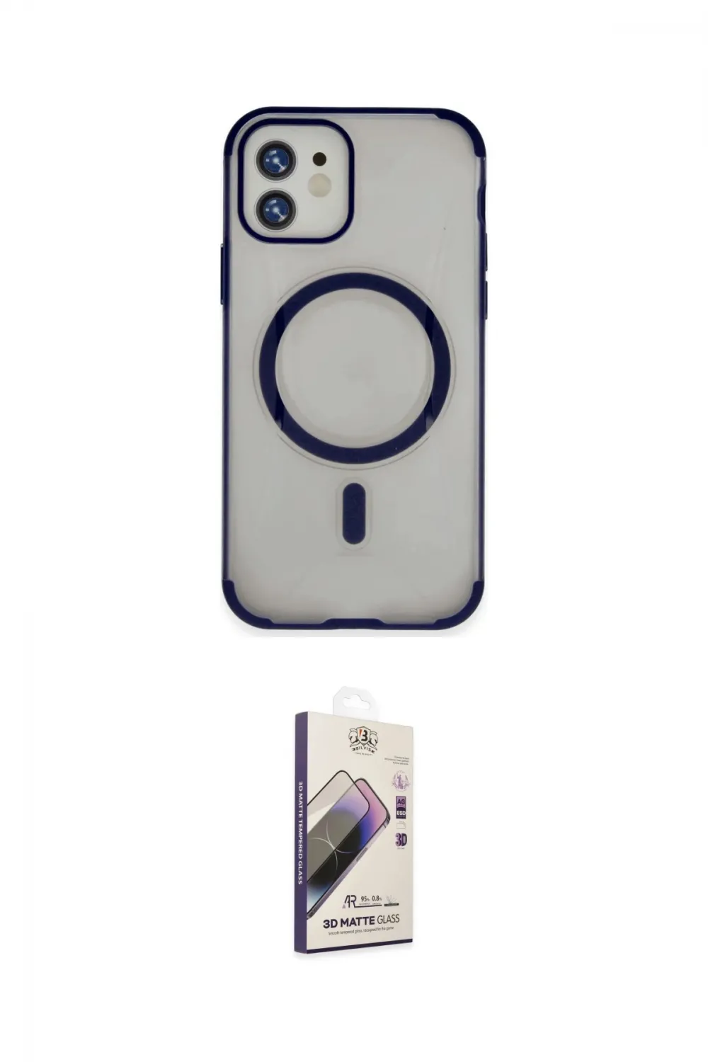ieg™ iPhone 11 Kılıf Eksen Klasik Koleksiyonu - Siyah Bilvis 3D Mat Cam Ekran Koruyucu