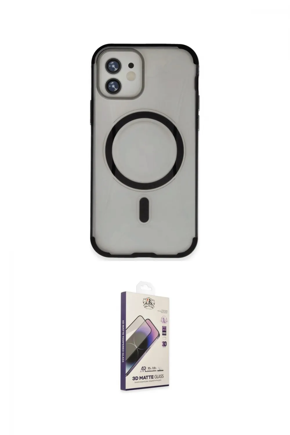 ieg™ iPhone 11 Kılıf Eksen Klasik Koleksiyonu - Siyah Bilvis 3D Mat Cam Ekran Koruyucu
