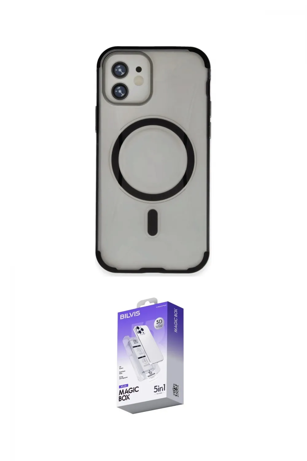 ieg™ iPhone 11 Kılıf Eksen Klasik Koleksiyonu - Siyah Bilvis 5in1 3D Magic Cam Ekran Koruyucu