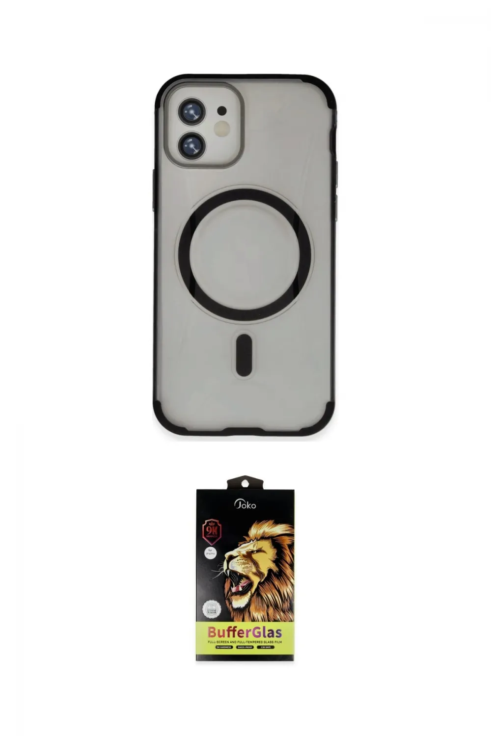ieg™ iPhone 11 Kılıf Eksen Klasik Koleksiyonu - Siyah Buffer Cam Ekran Koruyucu