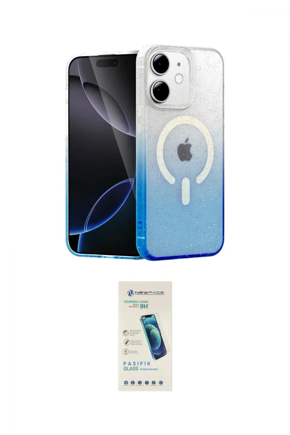 ieg™ iPhone 11 Kılıf Eksen Minimal Özel Seri - Şeffaf Pasifik Cam Ekran Koruyucu