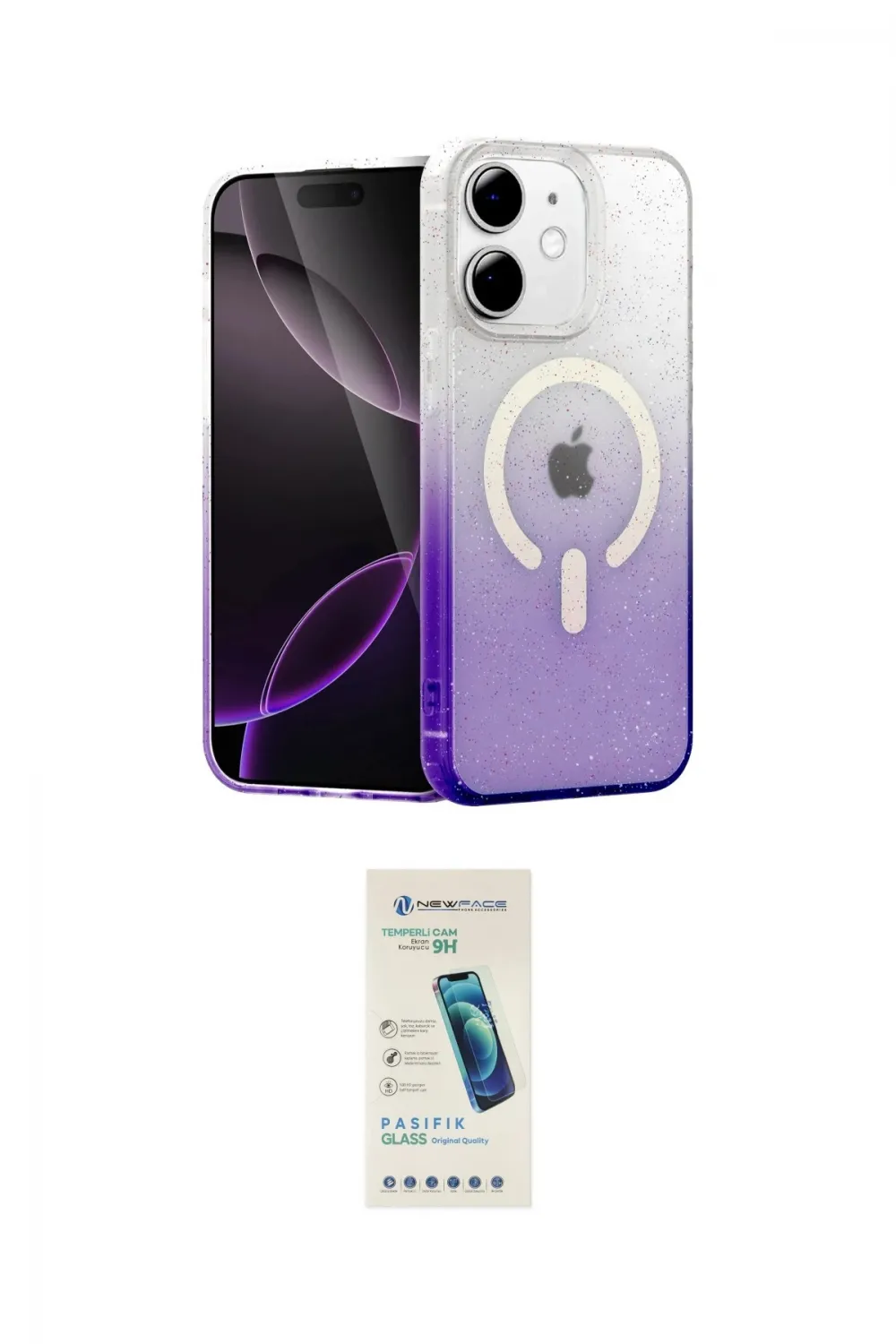 ieg™ iPhone 11 Kılıf Eksen Minimal Özel Seri - Şeffaf Pasifik Cam Ekran Koruyucu