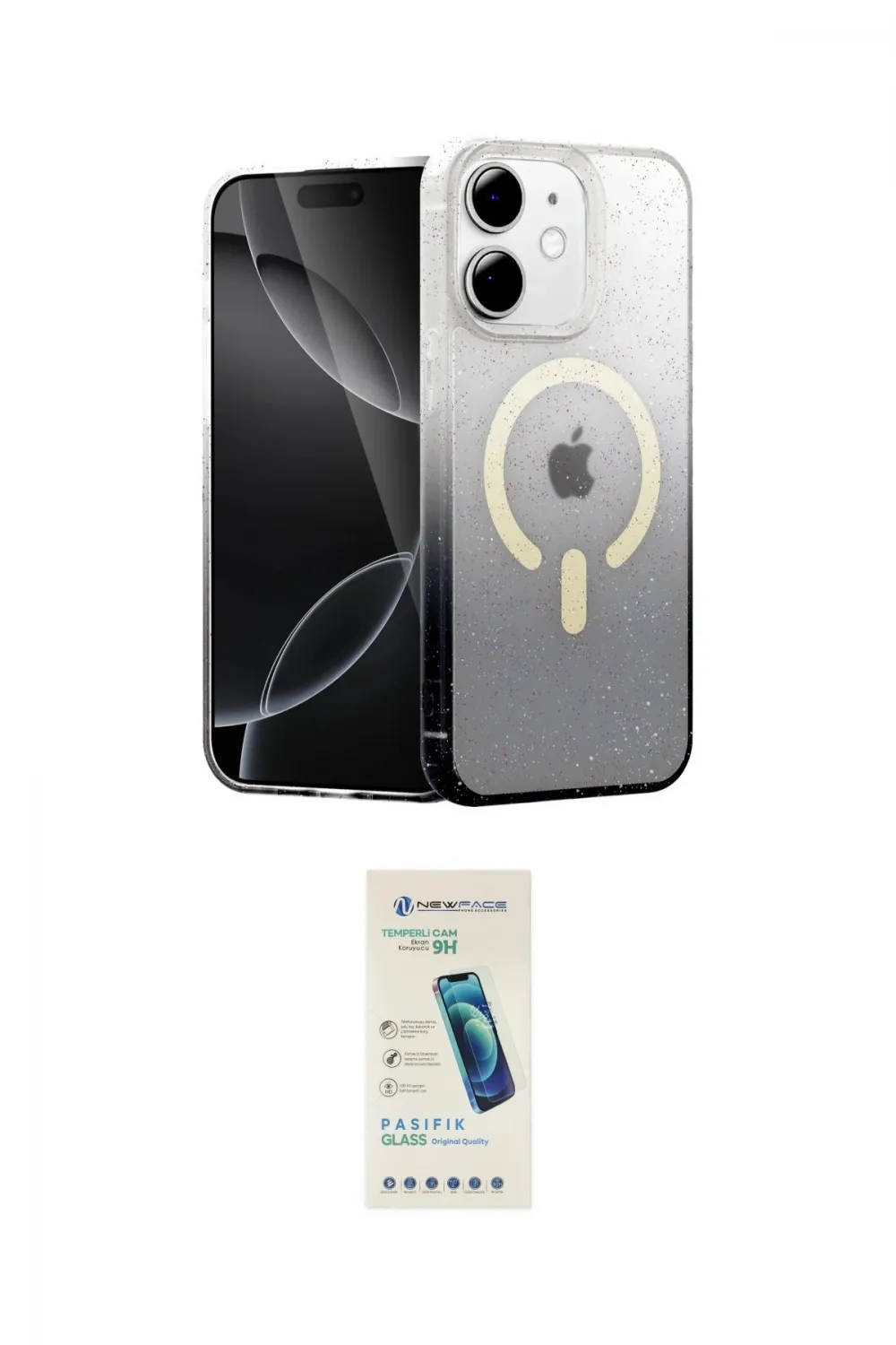 ieg™ iPhone 11 Kılıf Eksen Minimal Özel Seri - Şeffaf Pasifik Cam Ekran Koruyucu