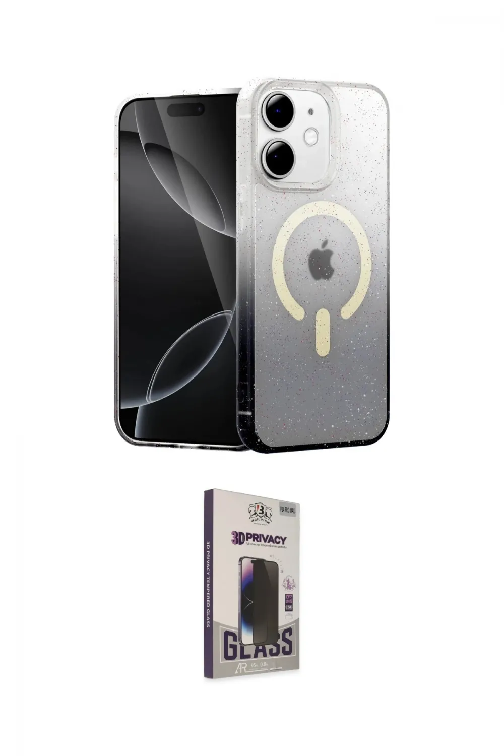 ieg™ iPhone 11 Kılıf Eksen Minimal Özel Seri - Siyah Bilvis Hayalet Cam Ekran Koruyucu