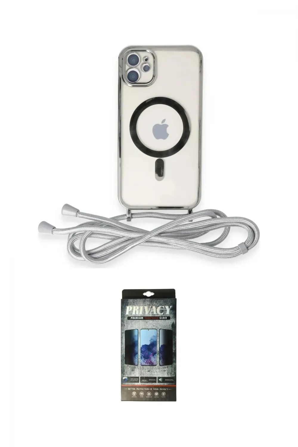 ieg™ iPhone 11 Kılıf Eksen Özel Seri - Siyah 34D Hayalet Izgaralı Cam