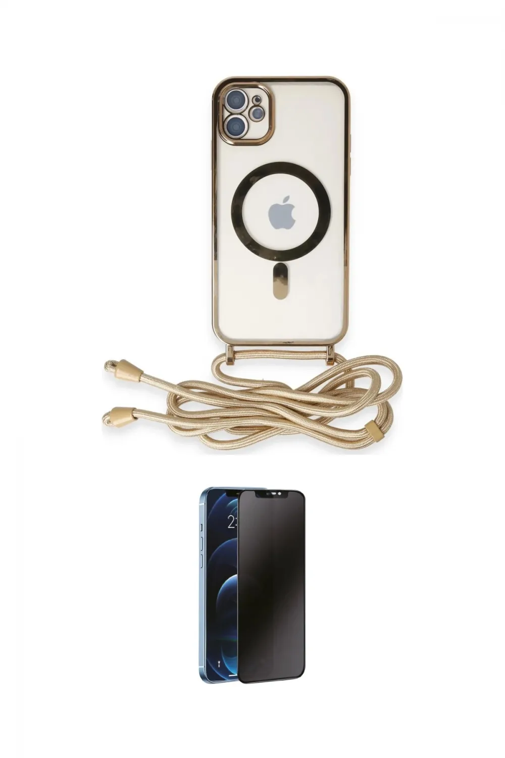 ieg™ iPhone 11 Kılıf Eksen Özel Seri - Siyah 3D Antistatik Hayalet Cam Ekran Koruyucu