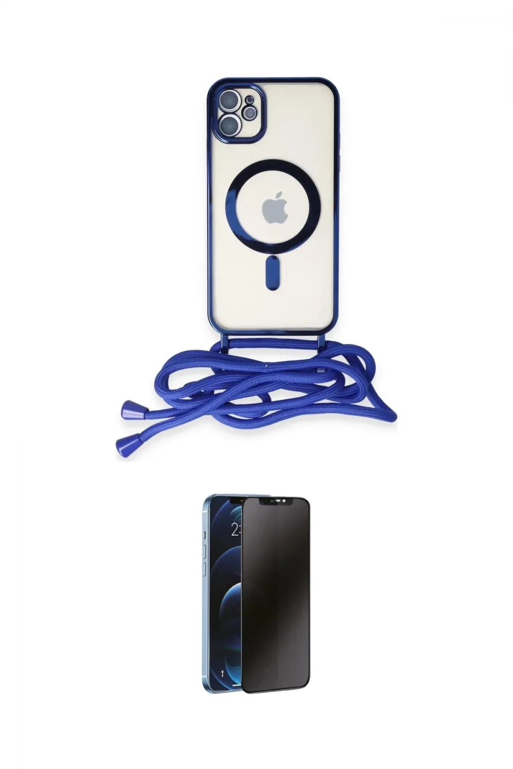 ieg™ iPhone 11 Kılıf Eksen Özel Seri - Siyah 3D Antistatik Hayalet Cam Ekran Koruyucu