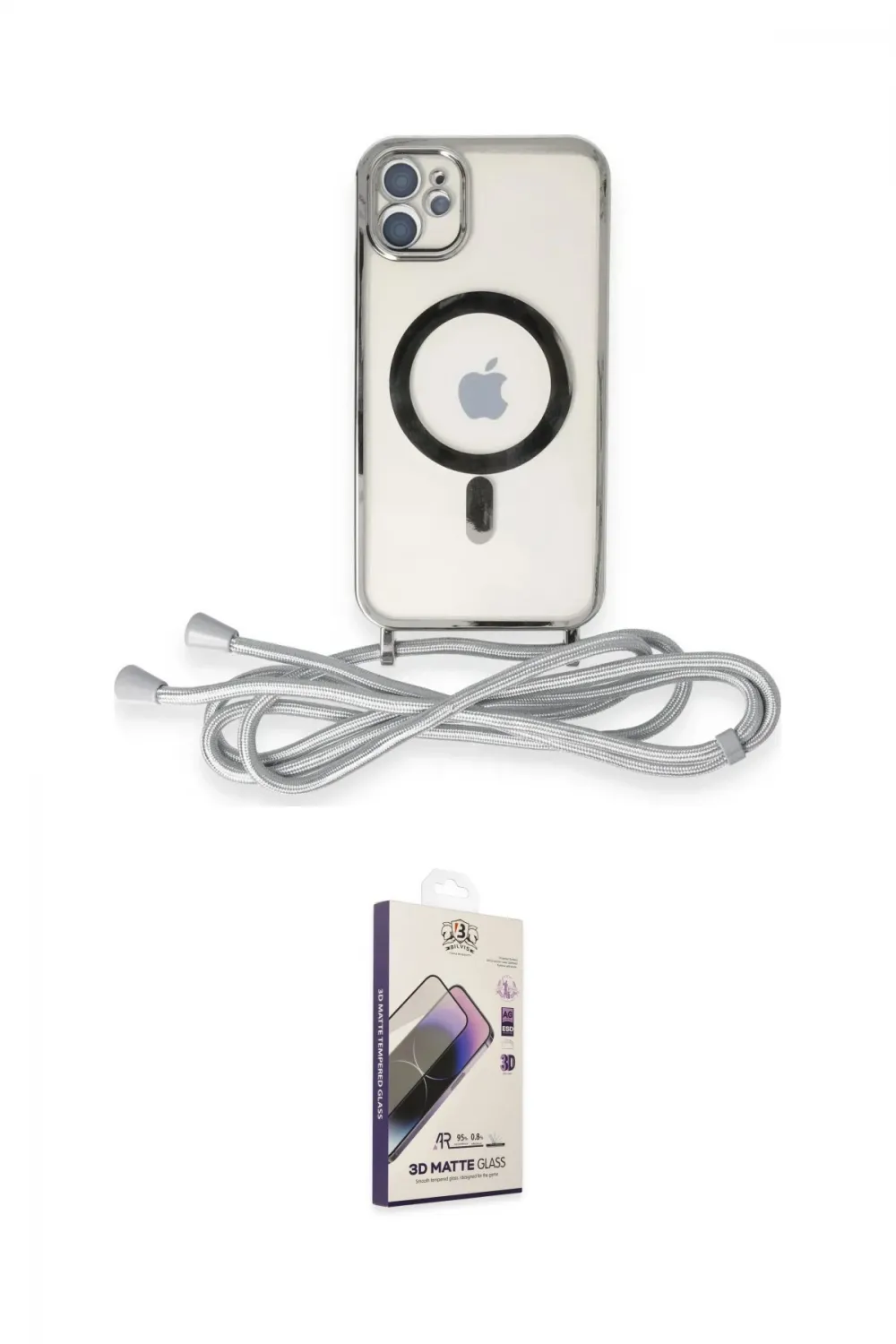 ieg™ iPhone 11 Kılıf Eksen Özel Seri - Siyah Bilvis 3D Mat Cam Ekran Koruyucu