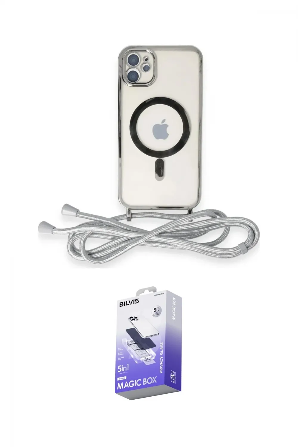 ieg™ iPhone 11 Kılıf Eksen Özel Seri - Siyah Bilvis 5in1 5D Magic Hayalet Cam Ekran Koruyucu