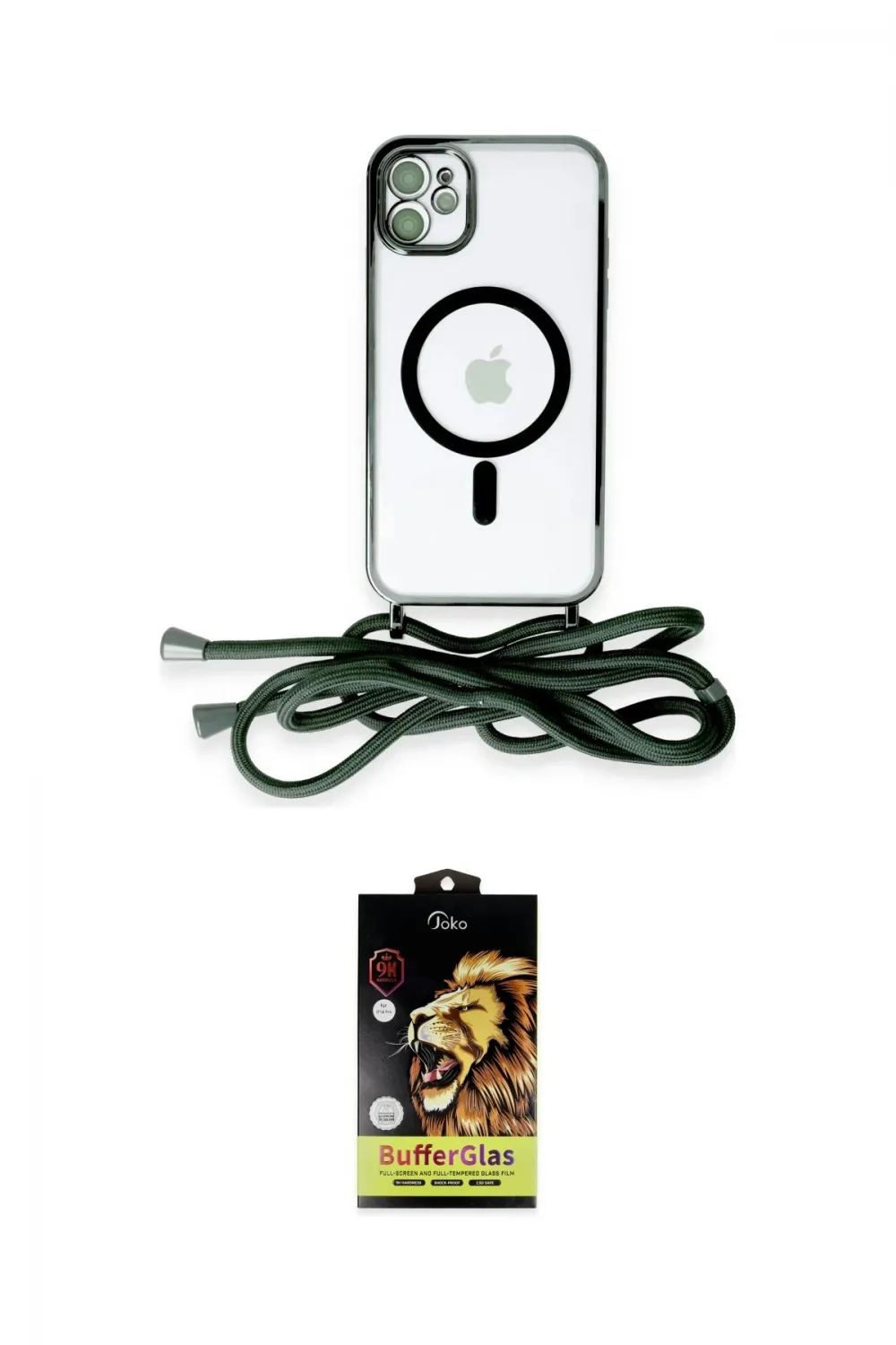 ieg™ iPhone 11 Kılıf Eksen Özel Seri - Siyah Buffer Cam Ekran Koruyucu