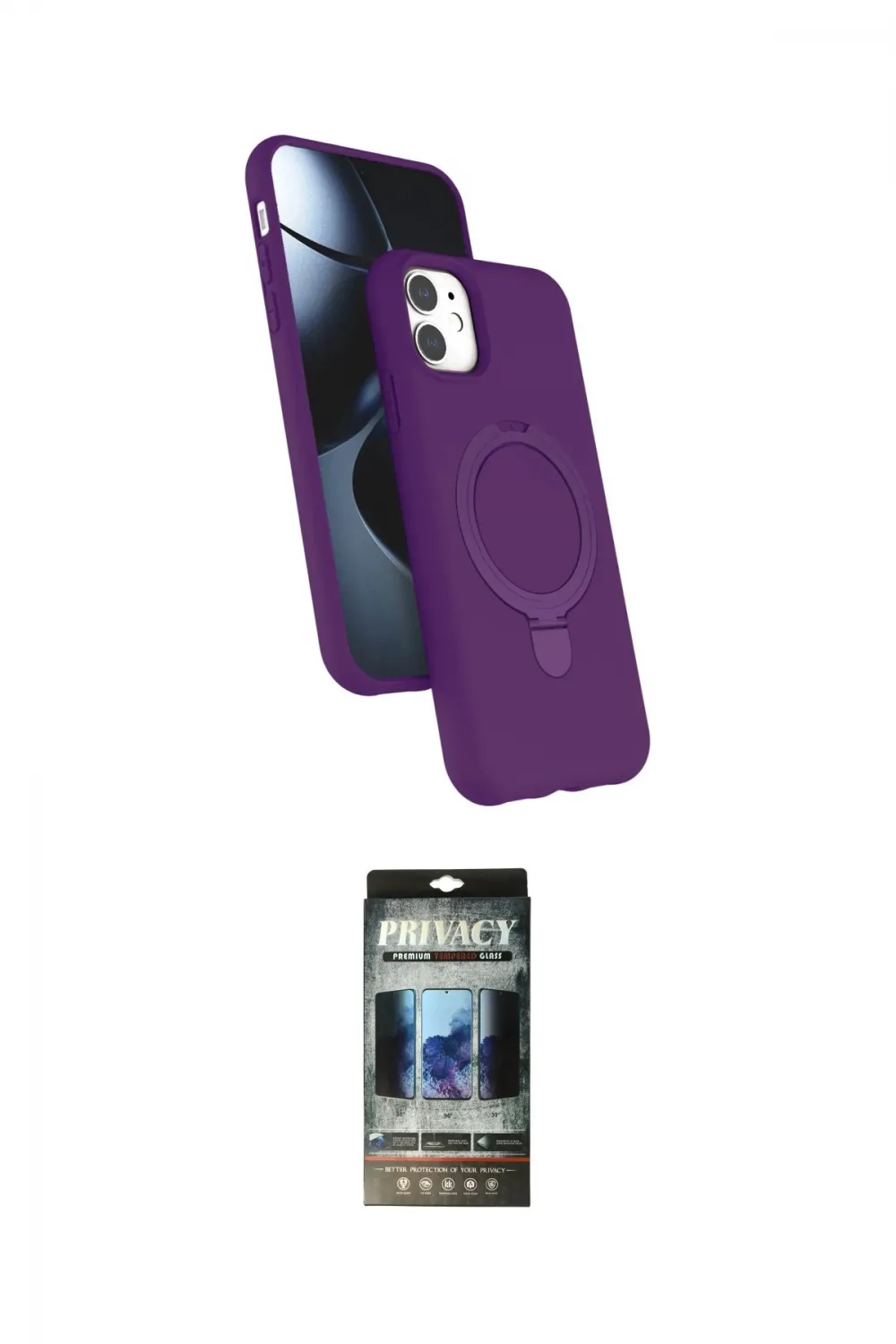 ieg™ iPhone 11 Kılıf İz Işık Koleksiyonu - Siyah 34D Hayalet Izgaralı Cam