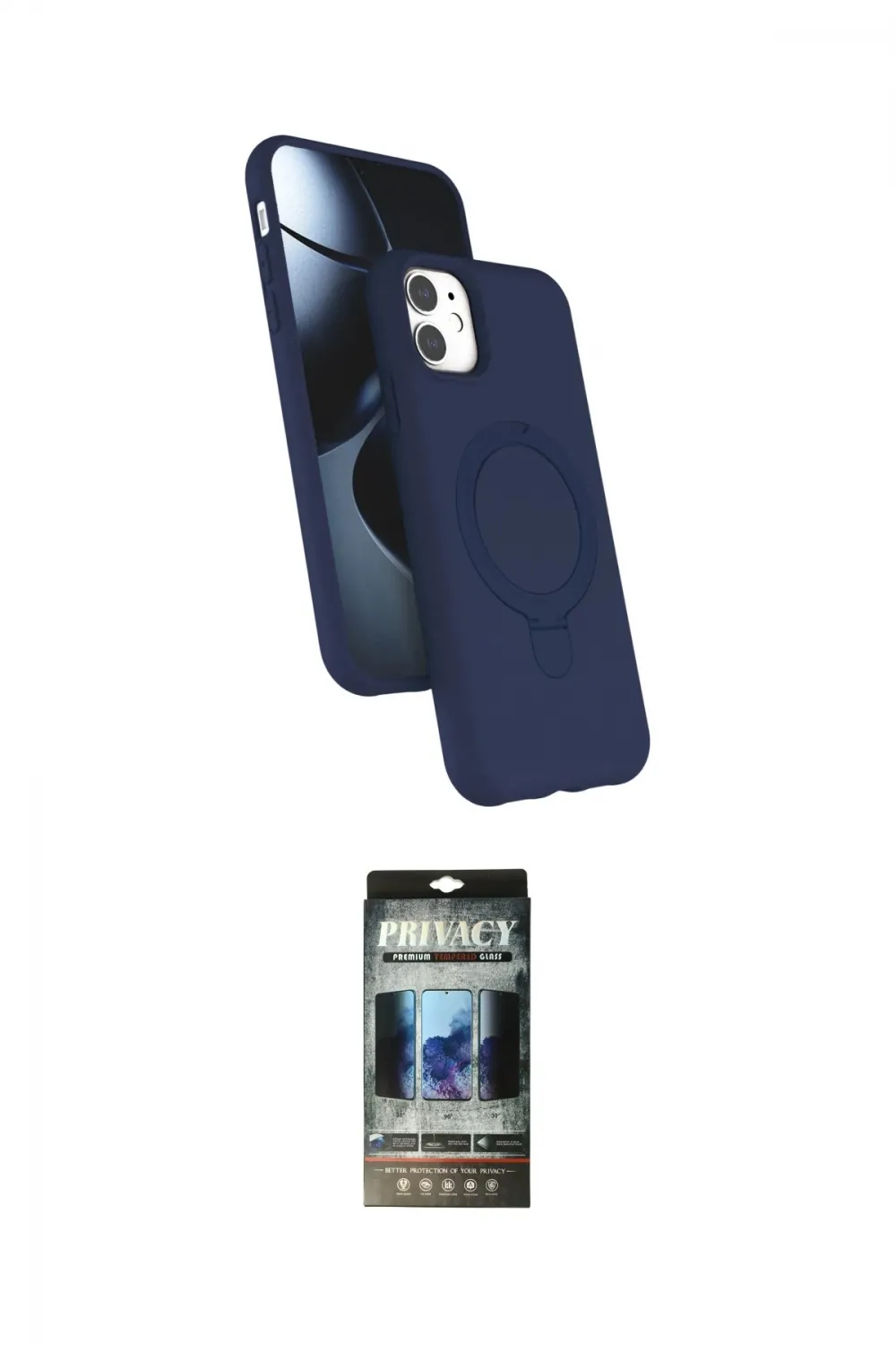 ieg™ iPhone 11 Kılıf İz Işık Koleksiyonu - Siyah 34D Hayalet Izgaralı Cam