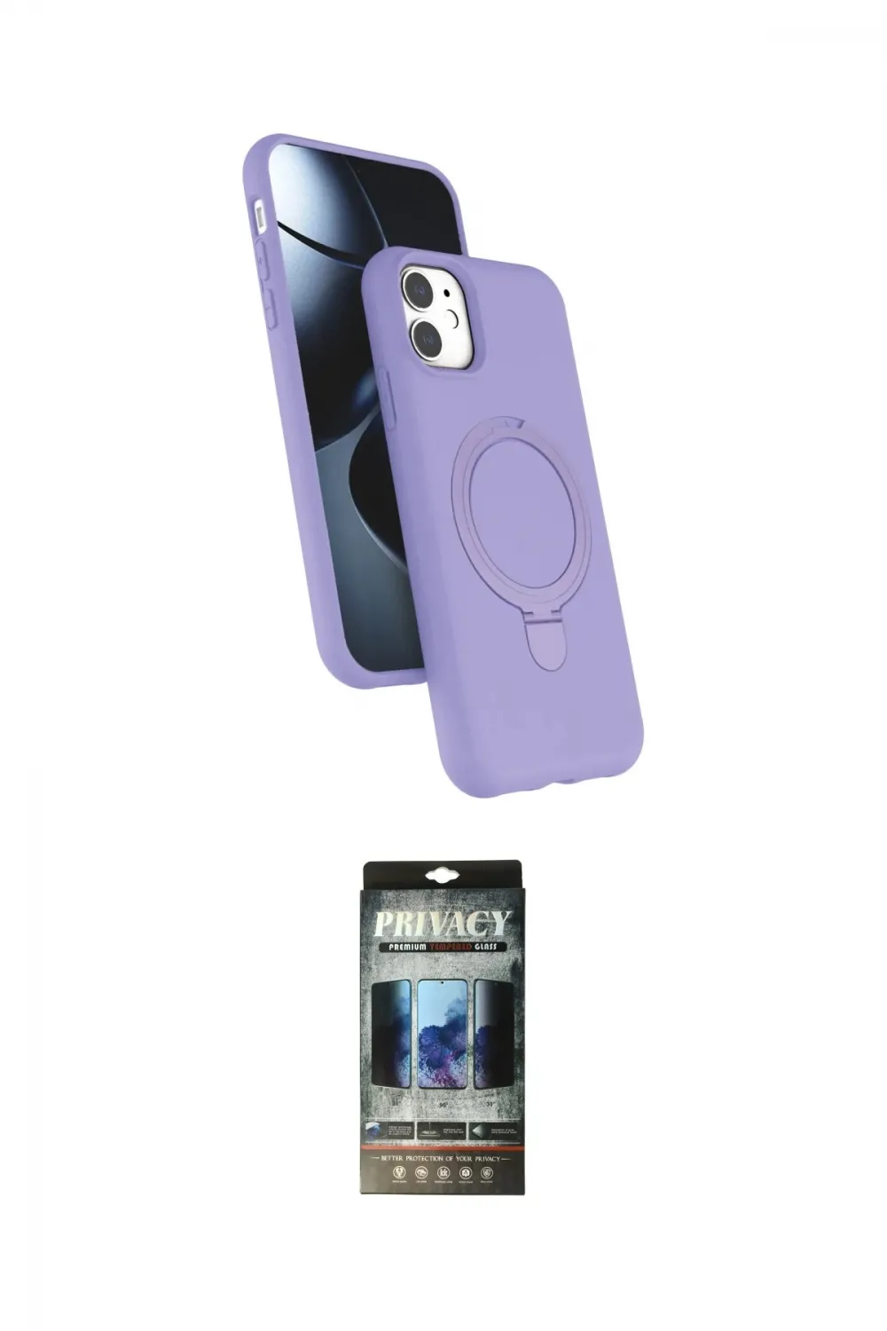 ieg™ iPhone 11 Kılıf İz Işık Koleksiyonu - Siyah 34D Hayalet Izgaralı Cam