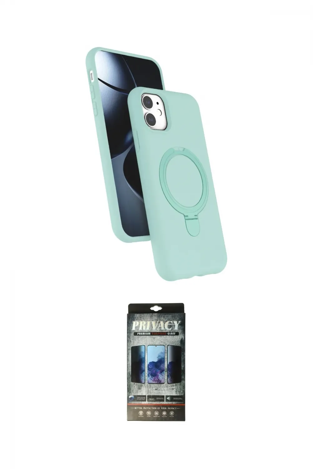 ieg™ iPhone 11 Kılıf İz Işık Koleksiyonu - Siyah 34D Hayalet Izgaralı Cam