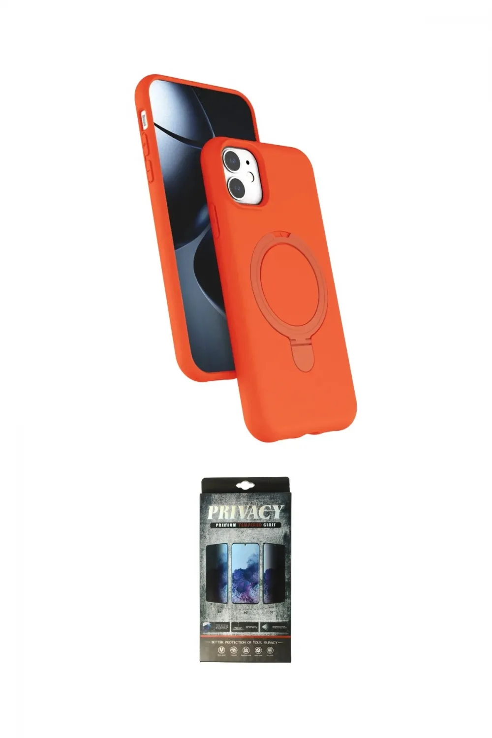 ieg™ iPhone 11 Kılıf İz Işık Koleksiyonu - Siyah 34D Hayalet Izgaralı Cam