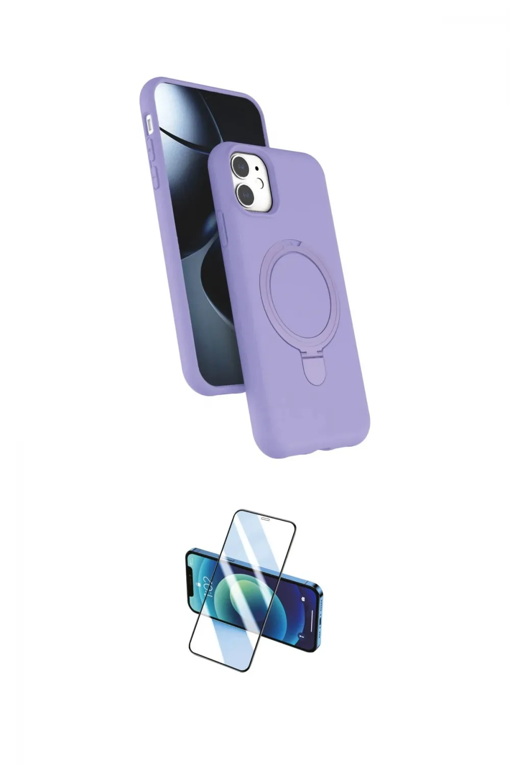 ieg™ iPhone 11 Kılıf İz Işık Koleksiyonu - Siyah 3D Antistatik Cam Ekran Koruyucu
