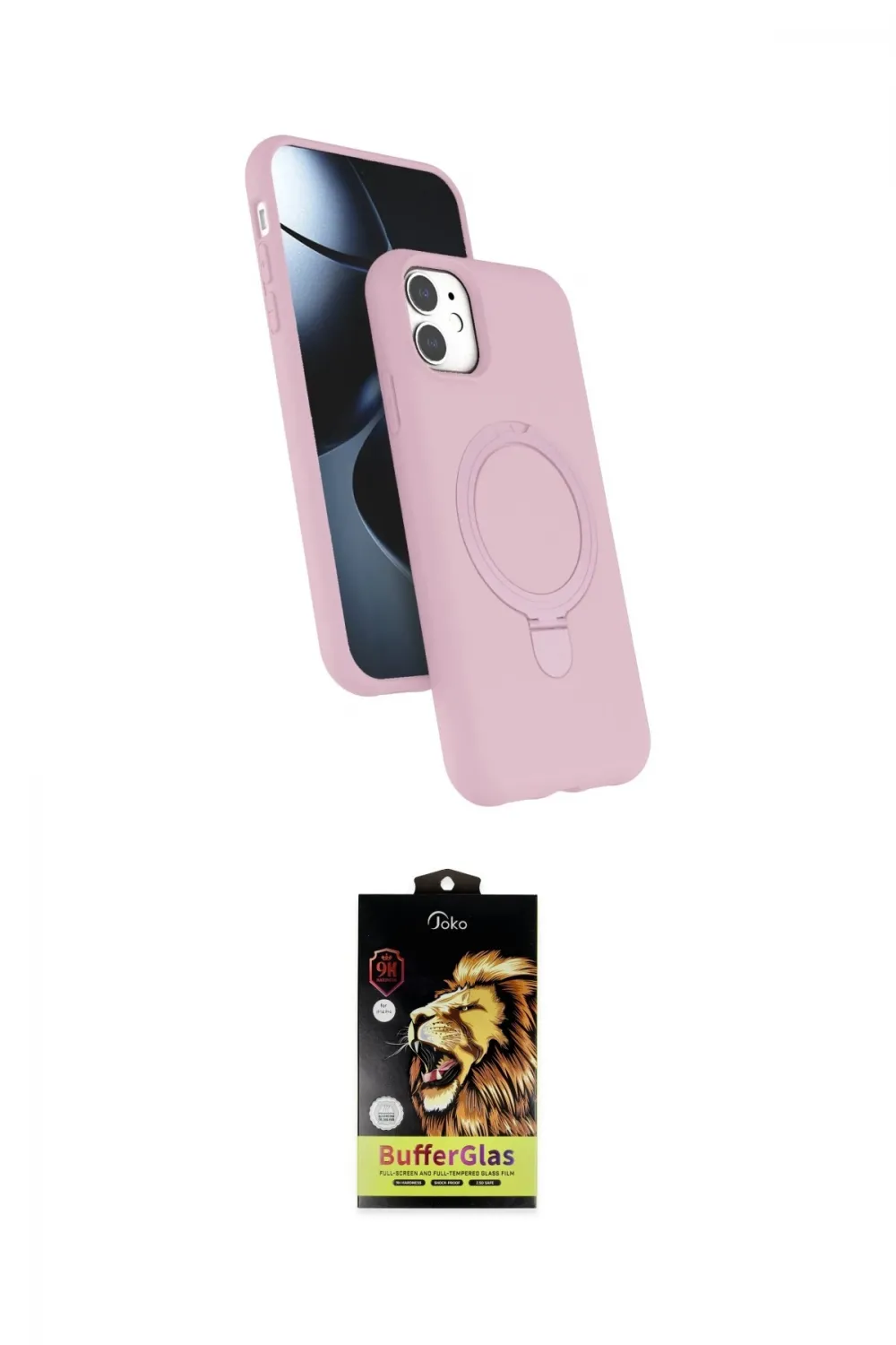 ieg™ iPhone 11 Kılıf İz Işık Koleksiyonu - Siyah Buffer Cam Ekran Koruyucu