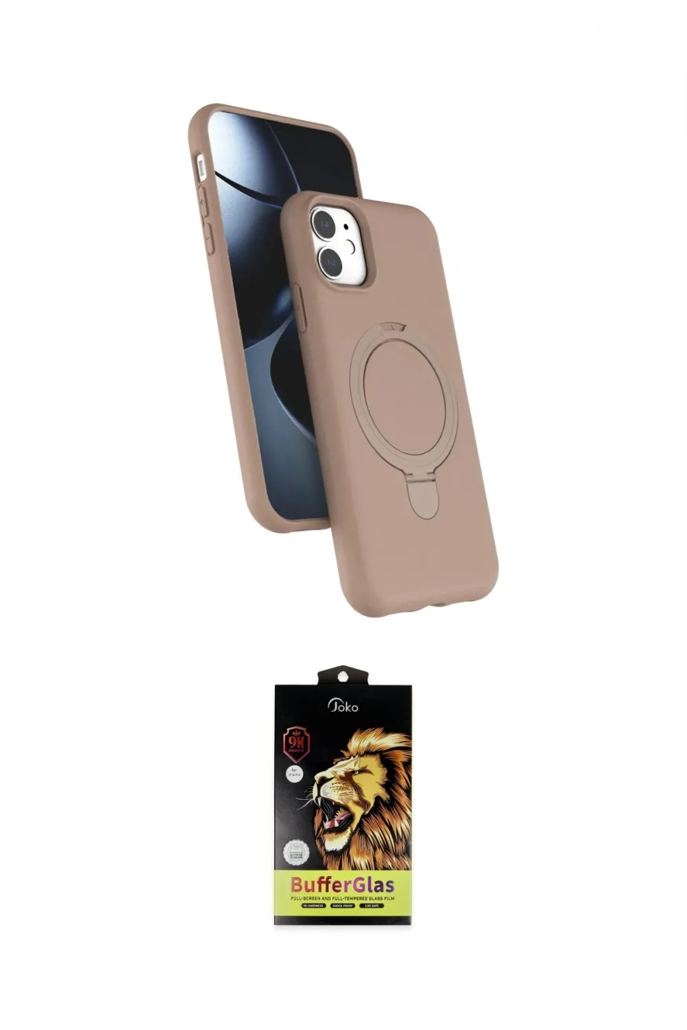 ieg™ iPhone 11 Kılıf İz Işık Koleksiyonu - Siyah Buffer Cam Ekran Koruyucu