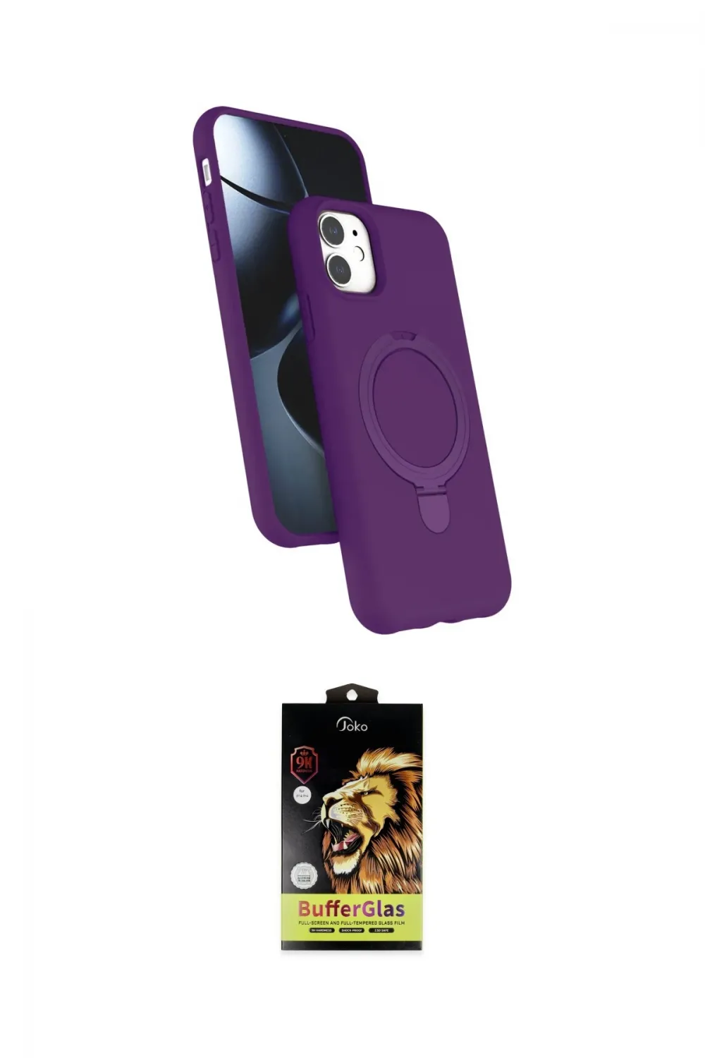 ieg™ iPhone 11 Kılıf İz Işık Koleksiyonu - Siyah Buffer Cam Ekran Koruyucu